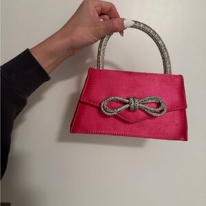 Elegant pink Handbag with Silver Accents